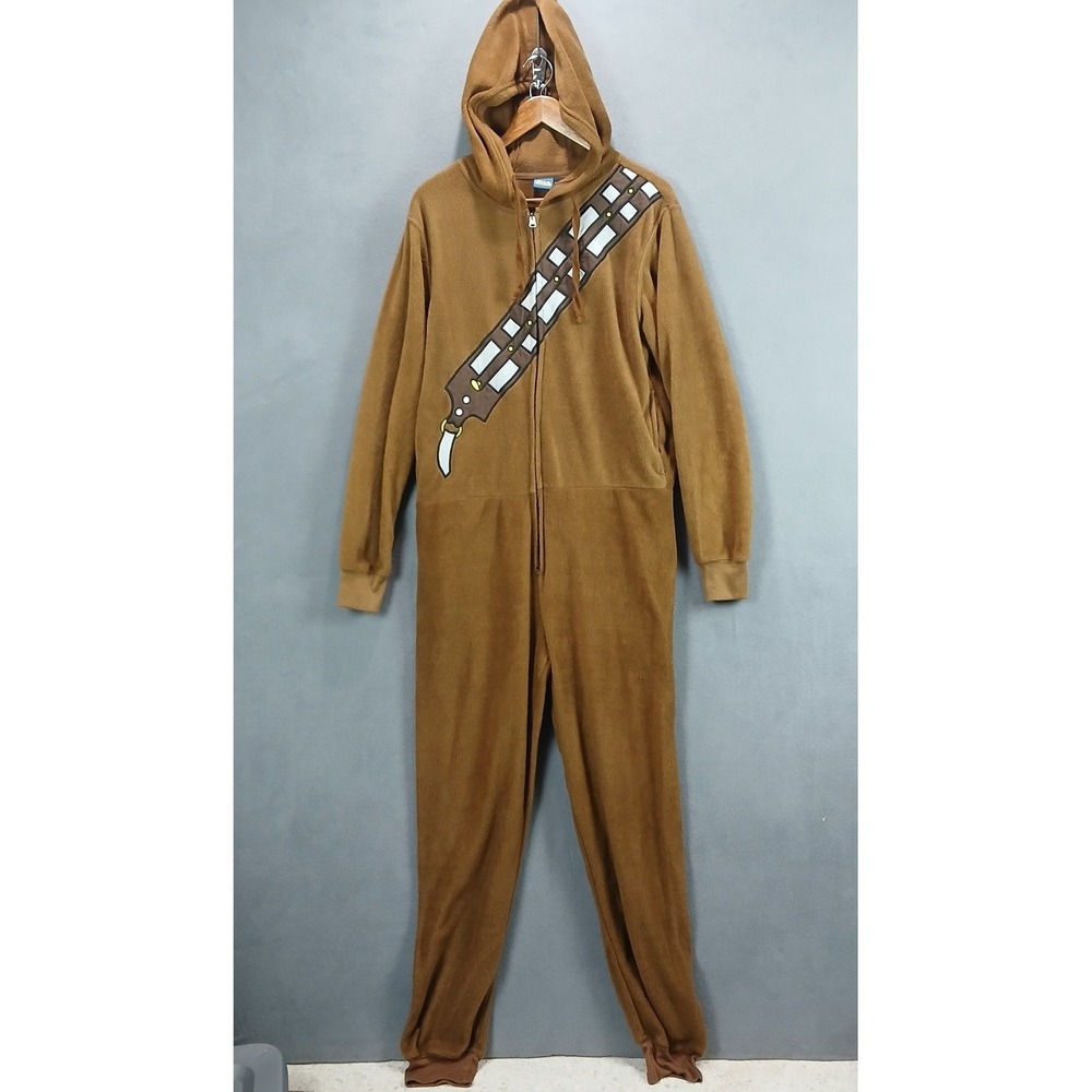 Star Wars Jumpsuit Brown Chewbacca Mens Medium Brown Full Zip Hooded Tapered Leg